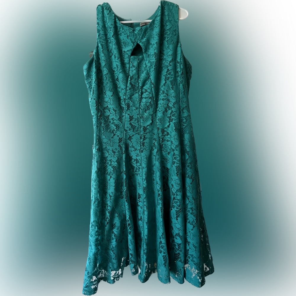Danny & Nicole Teal Lace Dress - Size 18